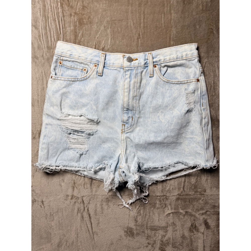 Y2K BDG Urban Outfitters Girlfriend High-Rise Distressed Shorts Light Wash 28